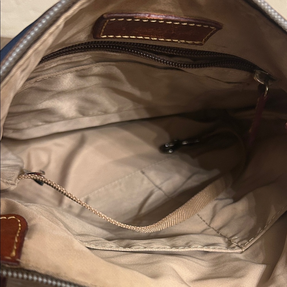Dooney & Bourke Navy Nylon Crossbody with Brown Leather Trim - Picture 7 of 7